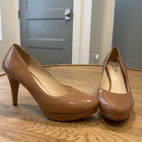 prada nude patent leather heels|prada heels.